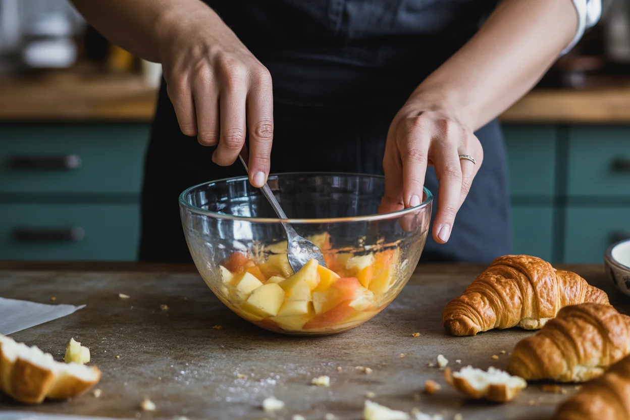 Herzhafter veganer Croissant-Auflauf