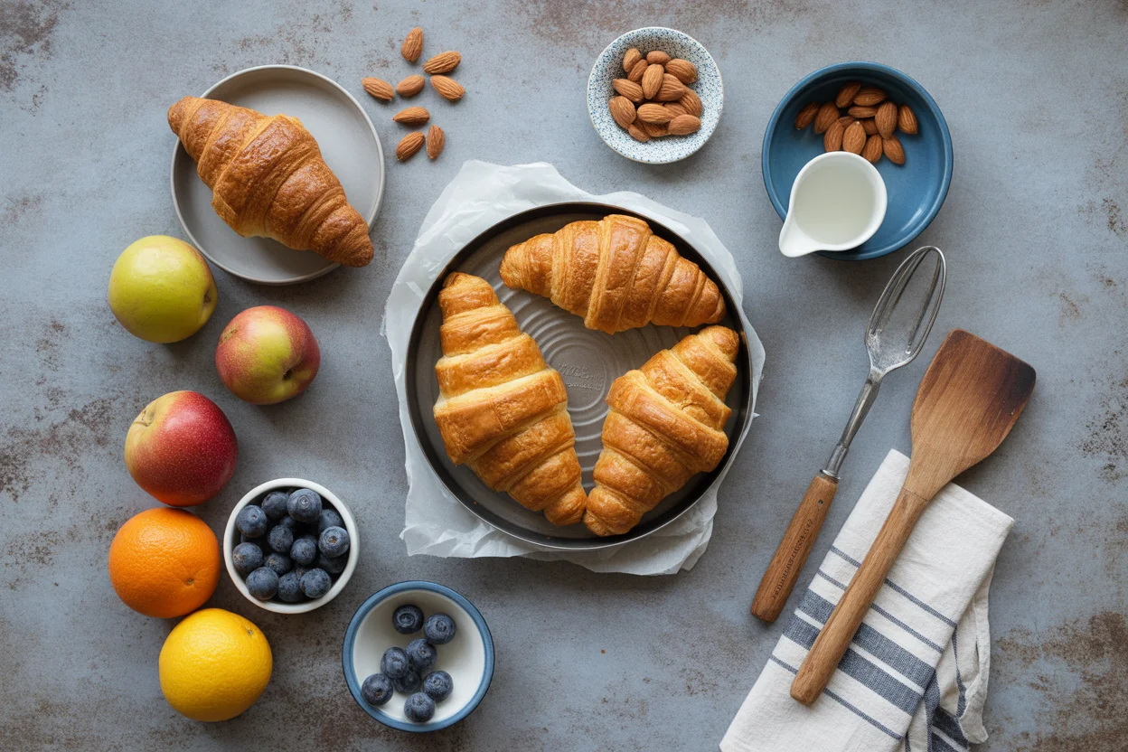 Herzhafter veganer Croissant-Auflauf
