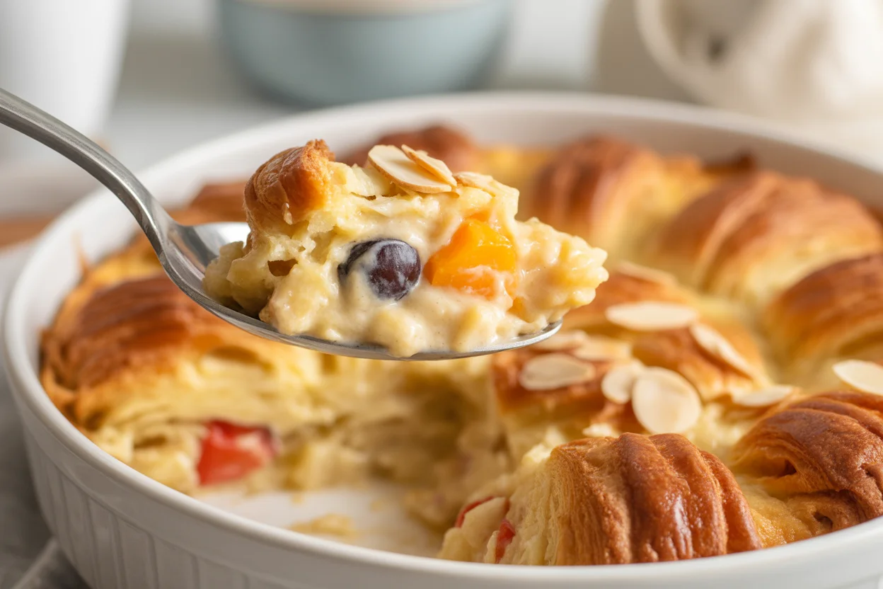 Herzhafter veganer Croissant-Auflauf