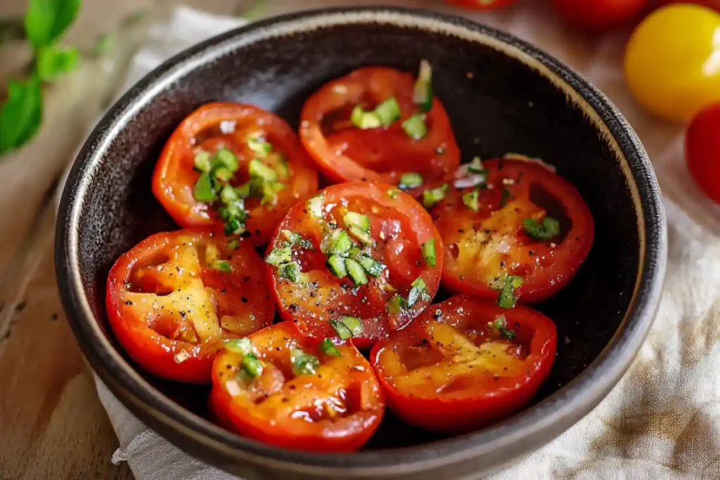Veganes Frühstück mit Tomaten