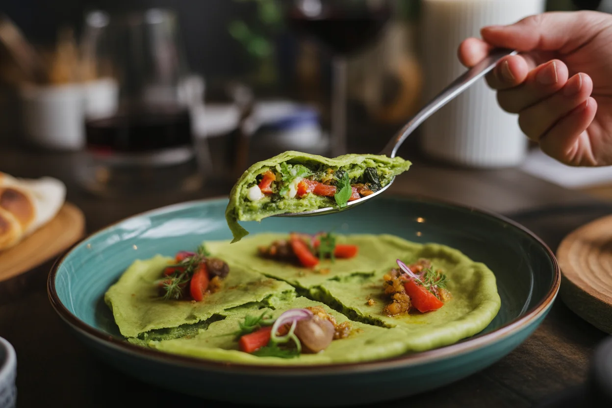 Leckere Grüne Erbsen-Pfannkuchen mit frischen Kräutern genießen