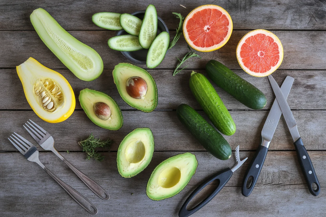 Frischer Avocado-Gurken-Salat mit Grapefruit und Tofu | Leckeres Rezept