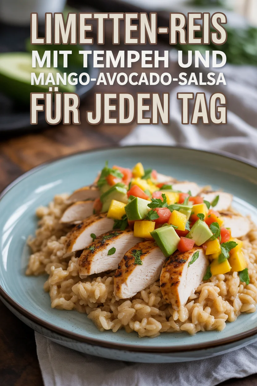 Limetten-Reis mit Tempeh und Mango-Avocado-Salsa