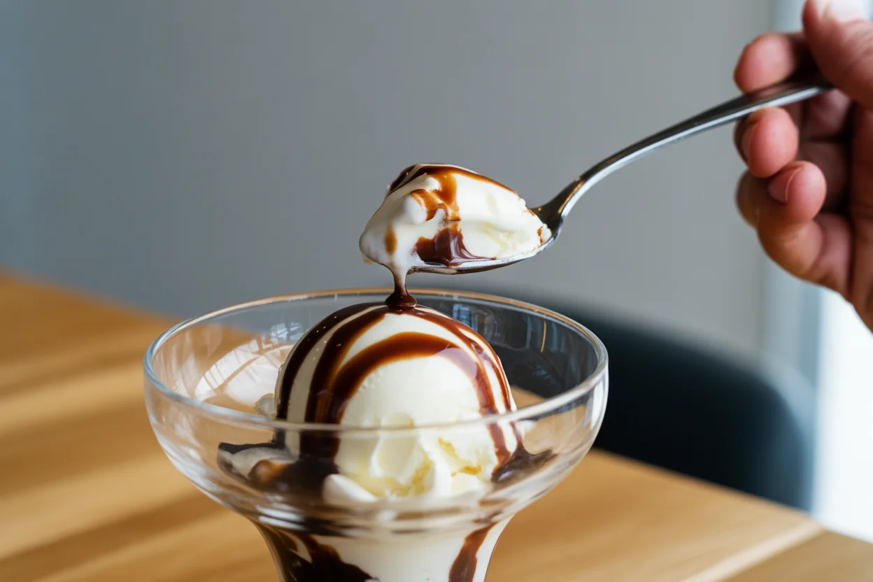 Veganer Salted Caramel Eisbecher