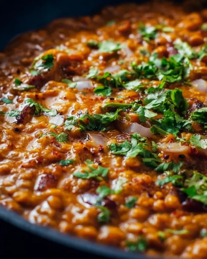 Beans in onion sauce with toasted cumin served in a bowl