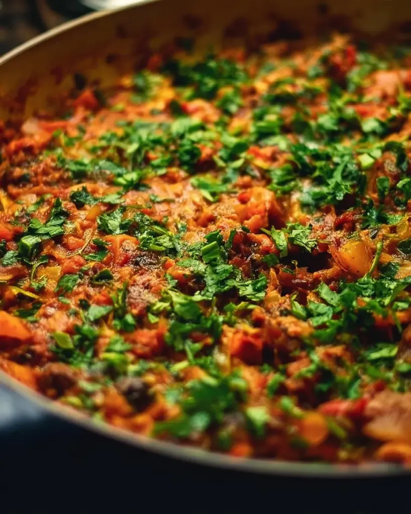 Delicious Ginger Chicken Indian Curry served with rice and garnish