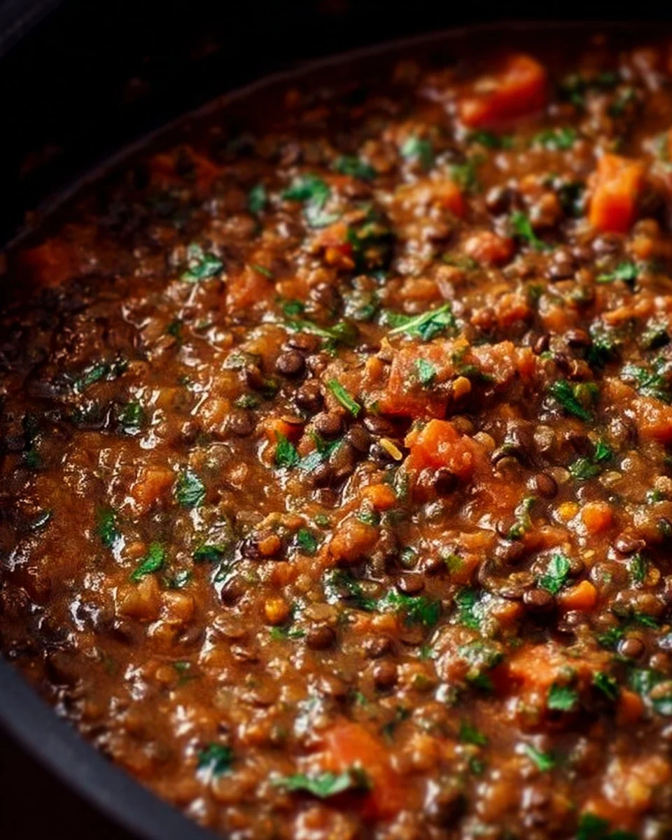 Lentil Chickpea Stew with Sun-Dried Tomatoes