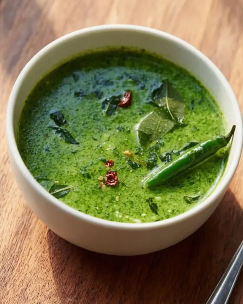 Fresh Mint Chutney served in a bowl with mint leaves and spices.