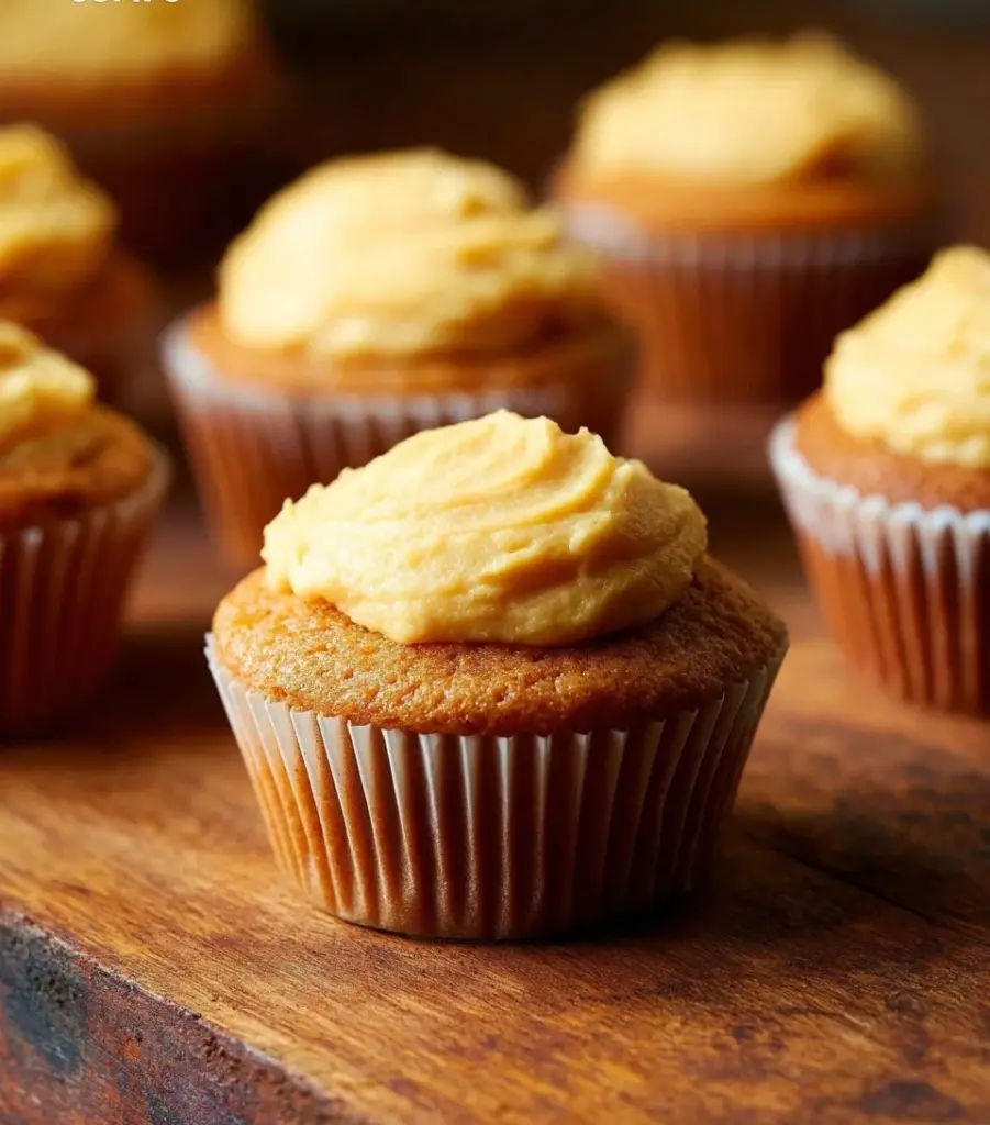 One bowl vegan mango cupcakes topped with fresh mango slices