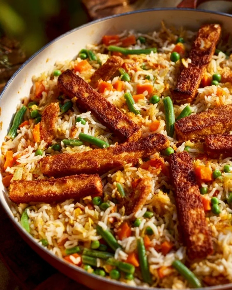 Peanut Gochujang Rice with Crispy Tofu