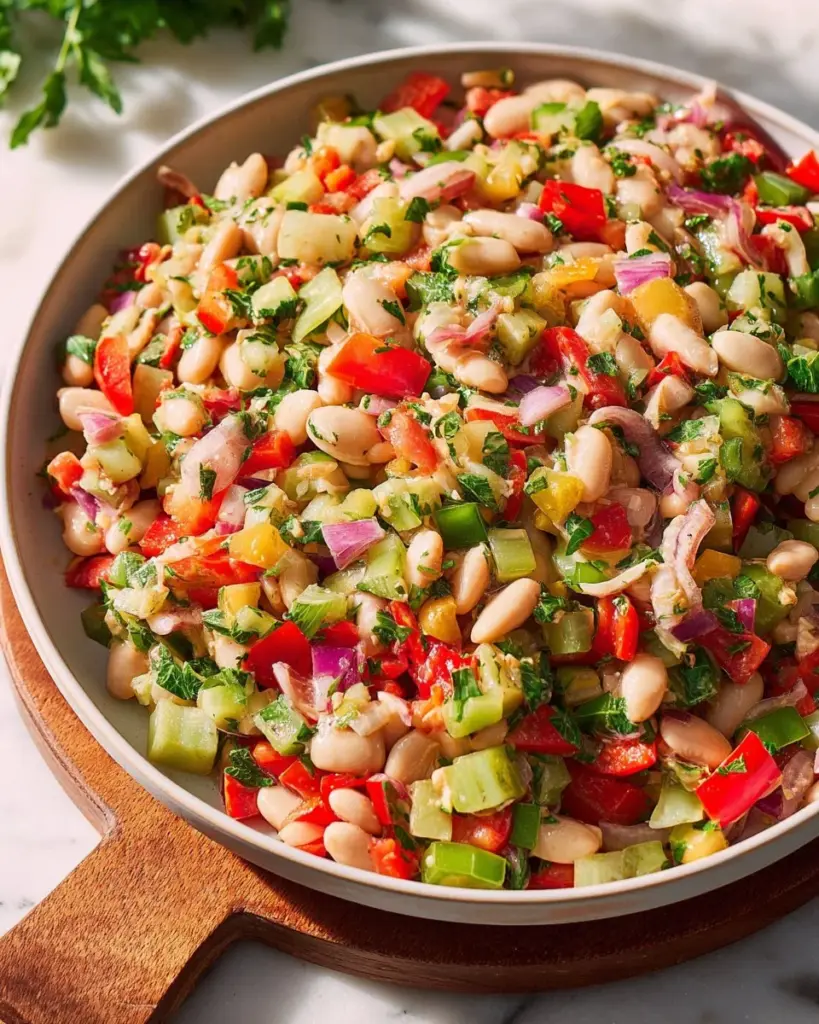 Chopped Halloumi Salad with White Balsamic Vinaigrette served in a bowl