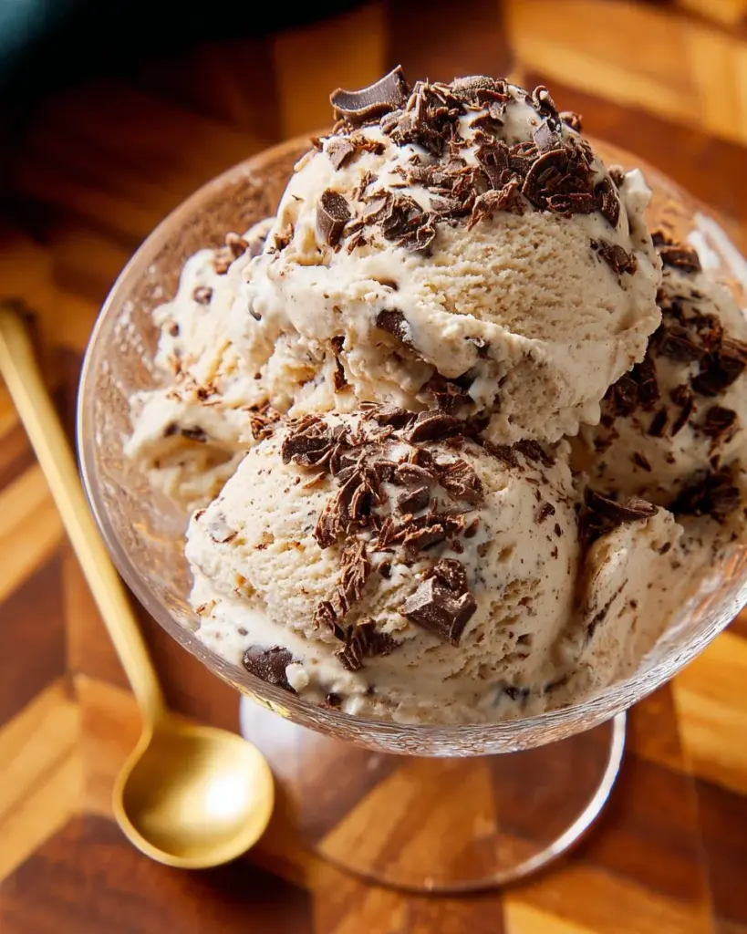 Bowl of Cottage Cheese Ice Cream with Cookie Dough and chocolate chips