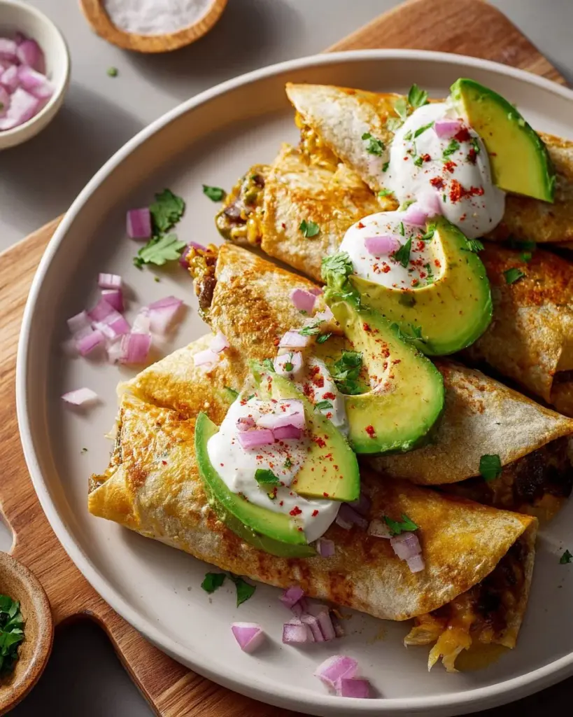 Crispy Baked Chipotle Tacos with Shredded Tofu served on a plate.