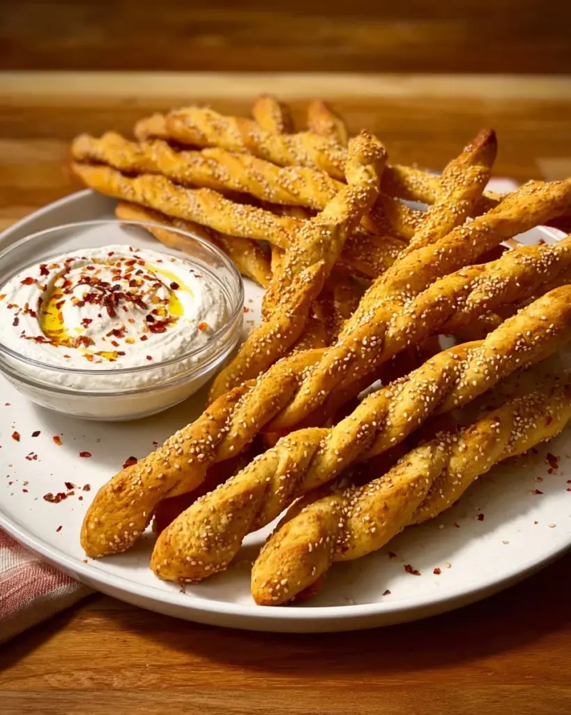 Crispy chickpea fries served with a savory dipping sauce
