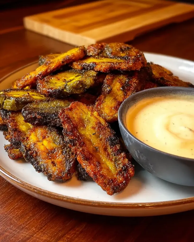 Crispy smashed broccoli chips served on a plate as a tasty snack.