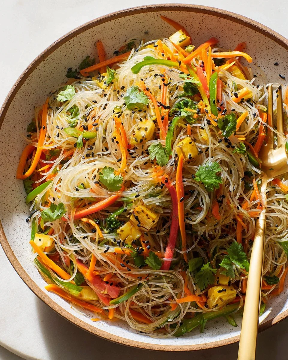 Crispy Tofu Glass Noodle Salad with Tahini Chili Crisp Dressing