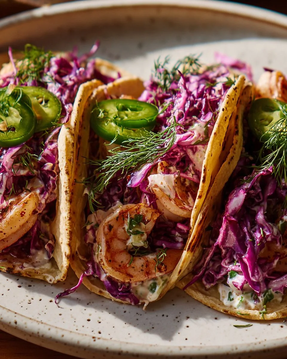 High Protein Mediterranean Shrimp Tacos