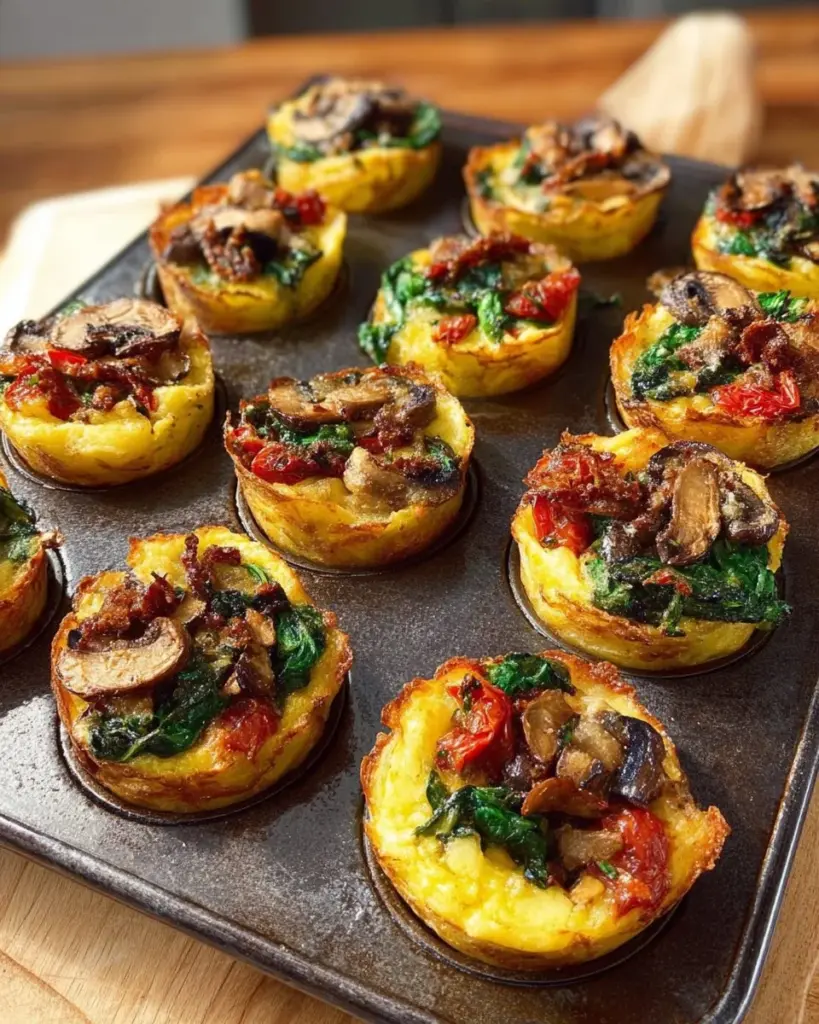 Delicious loaded smashed potato cups topped with cheese and chives