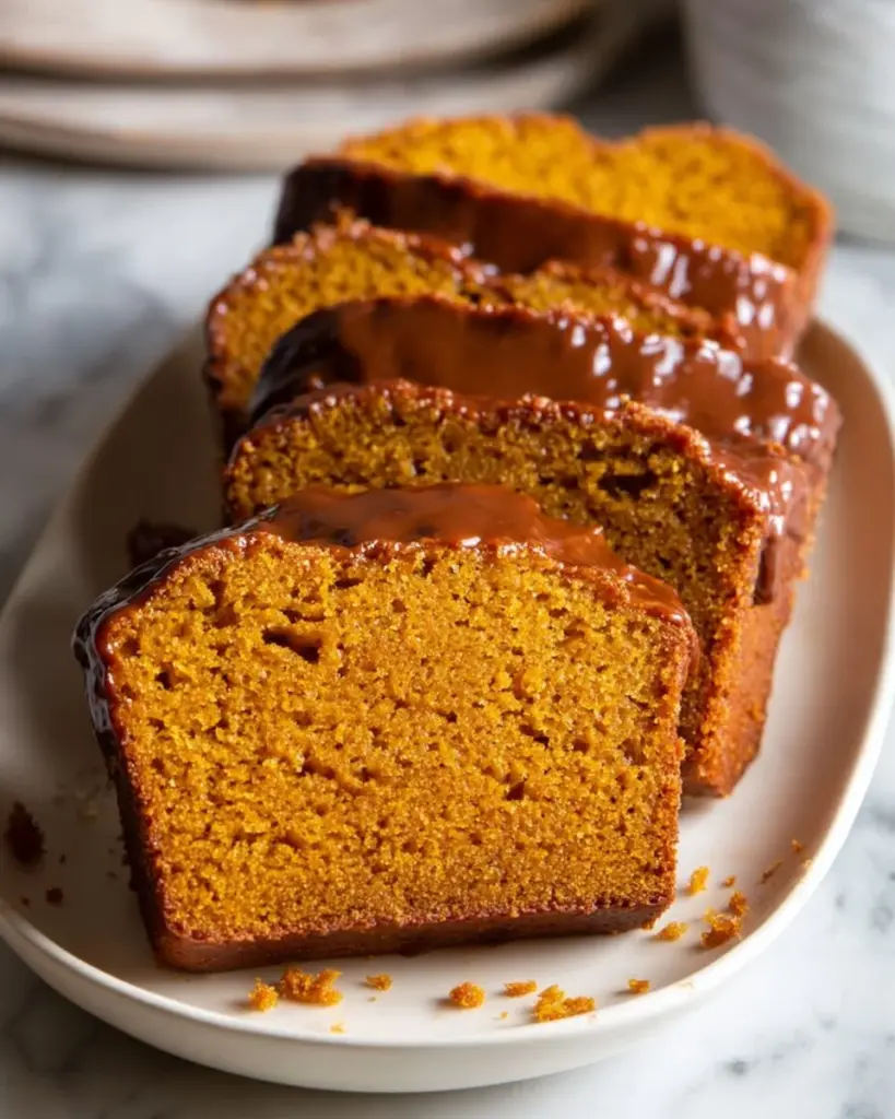 Homemade butternut squash bread with spices and nuts on a wooden table.