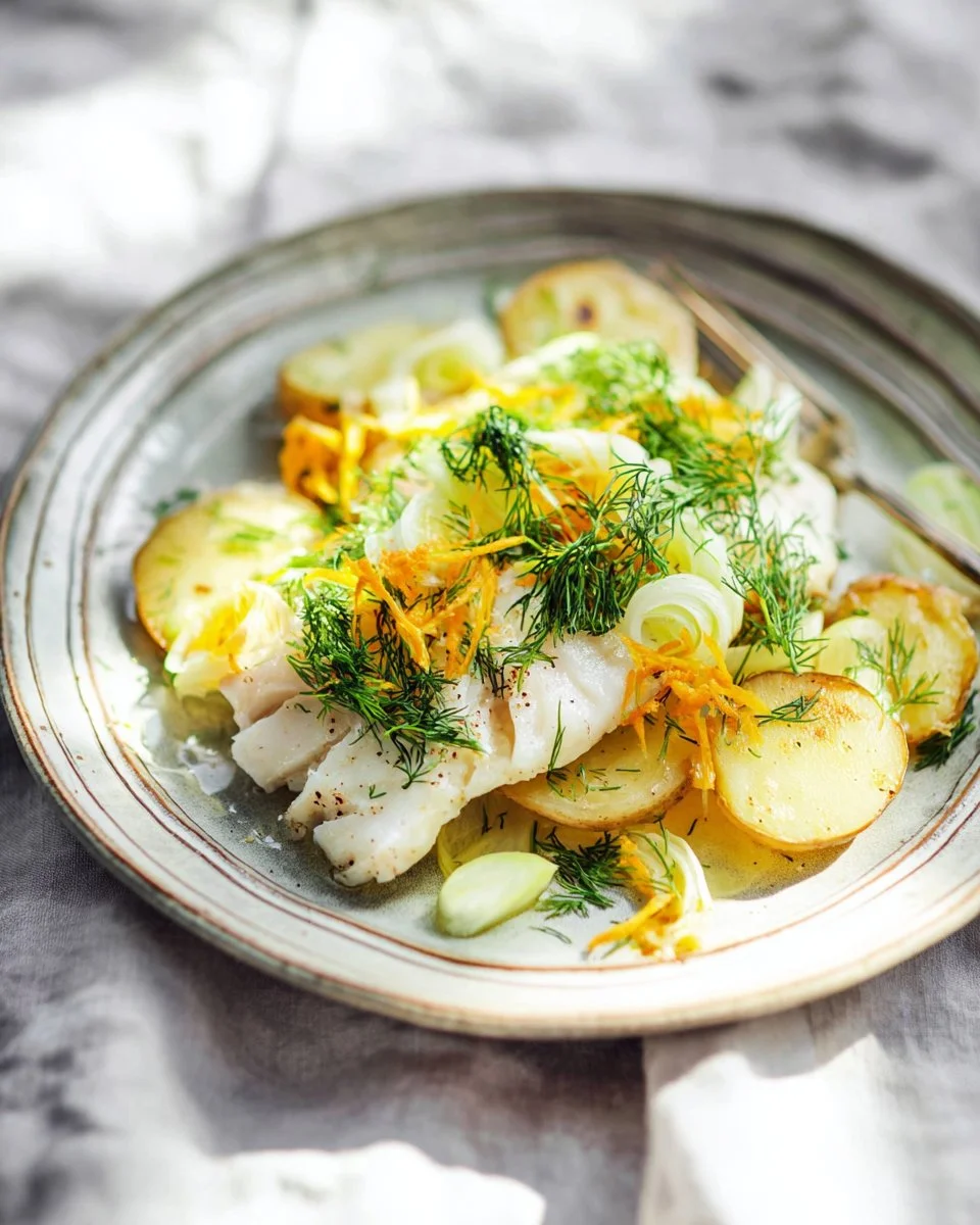 Dover Sole with Lemon, Dill and Leeks