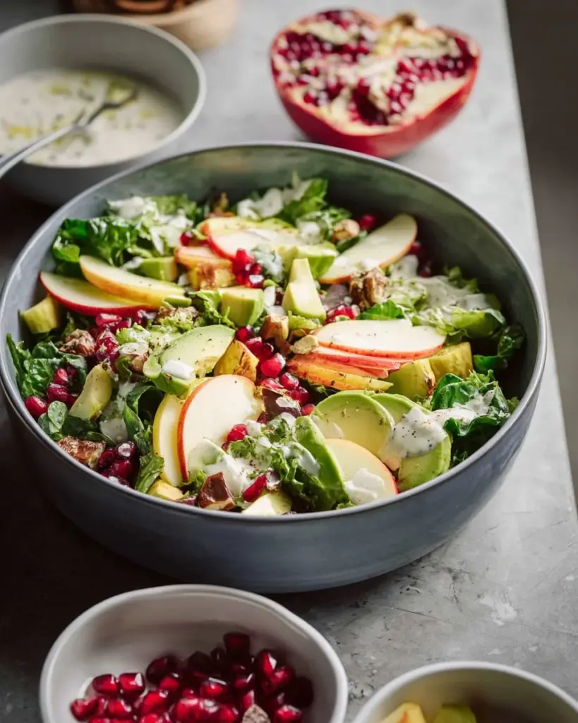Kale and Brussels sprouts winter salad with a lemon vinaigrette dressing