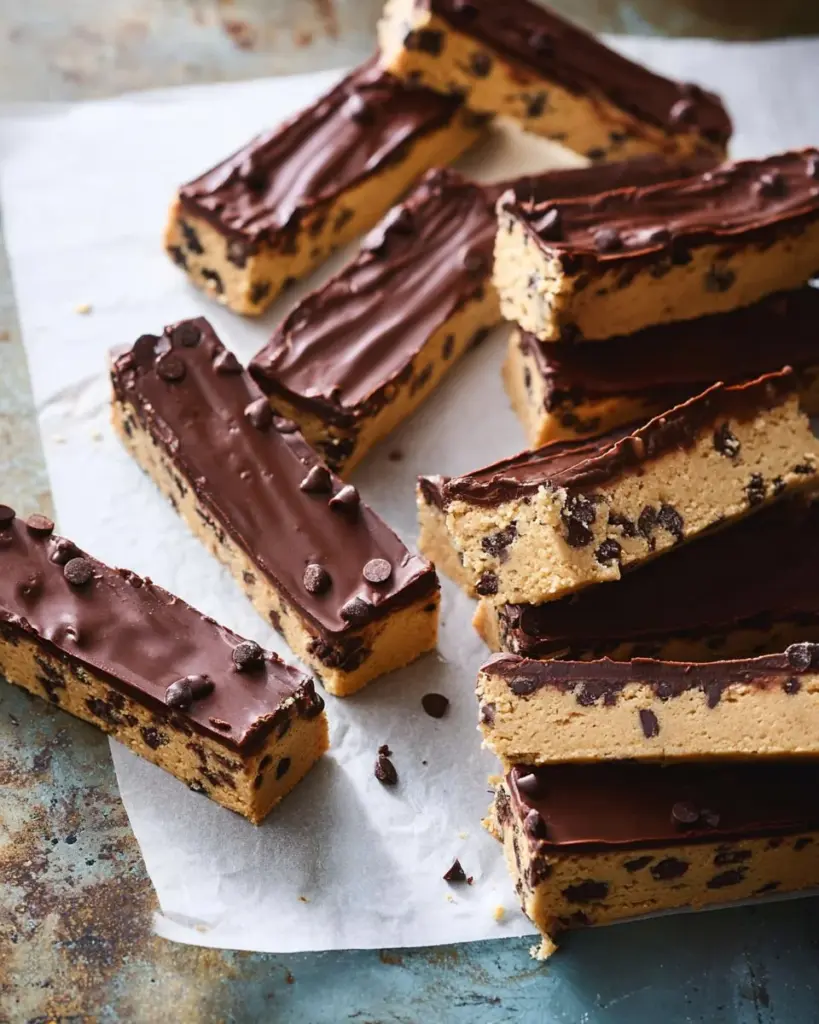Delicious no-bake vegan and gluten-free cookie dough bars on a plate