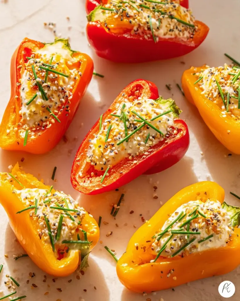 Colorful stuffed mini bell peppers filled with savory ingredients