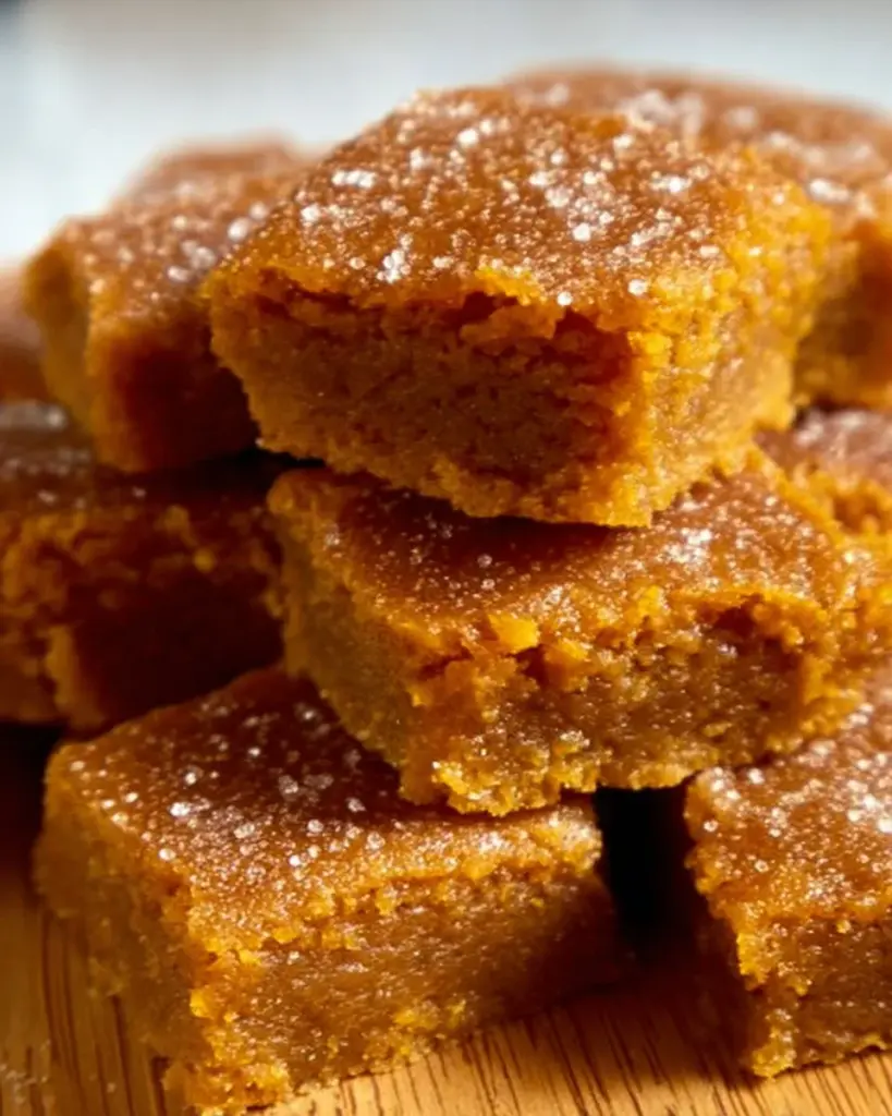 Delicious vegan pumpkin bars with a sugar cookie base, perfect for autumn desserts.