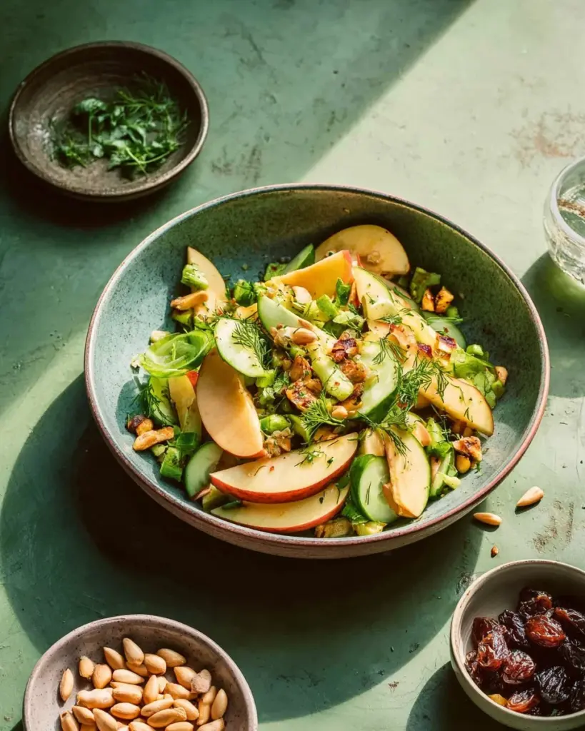 Sweet and Spicy Smashed Cucumber Salad served in a bowl with herbs and chili flakes