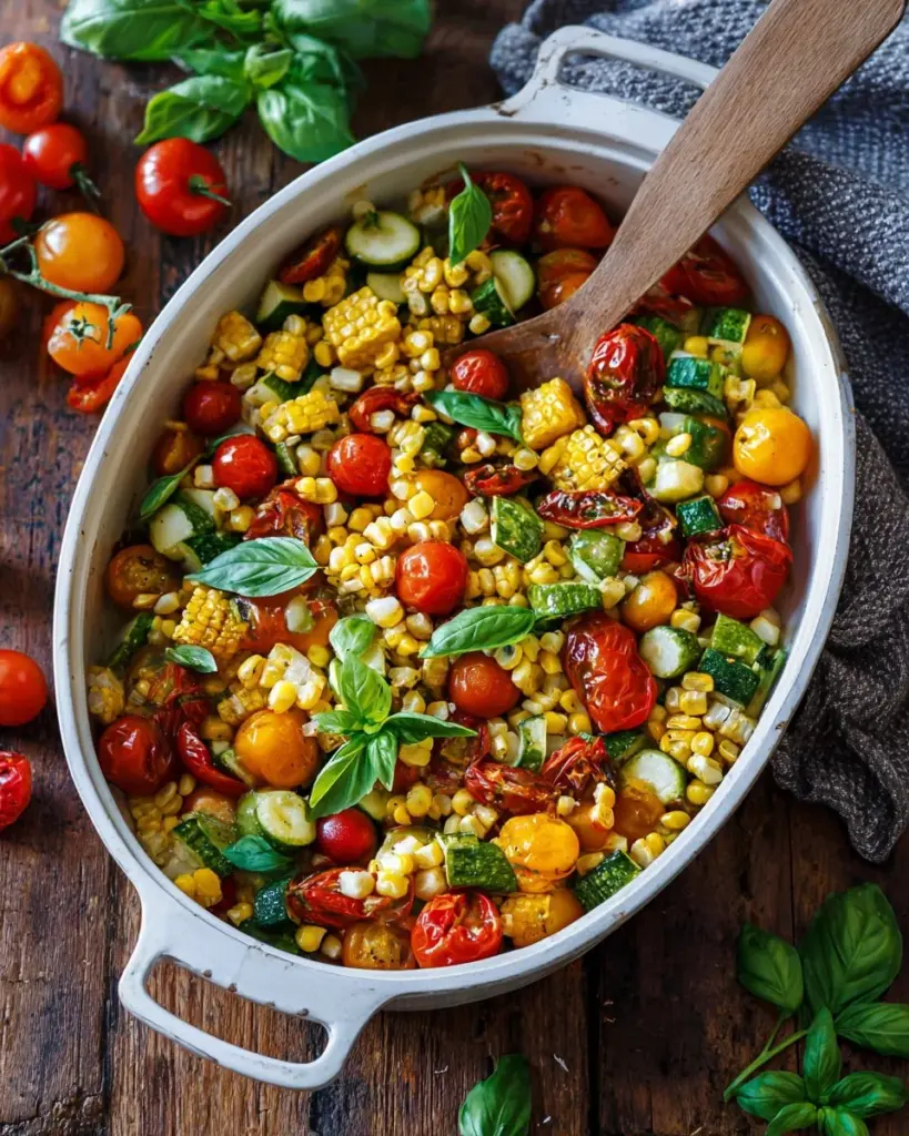 Traditional succotash dish made with corn, lima beans, and spices.