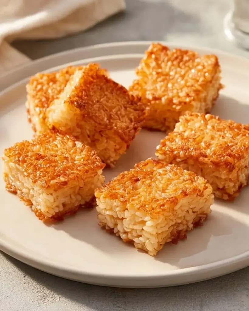 Crispy rice bites served as a crunchy snack option