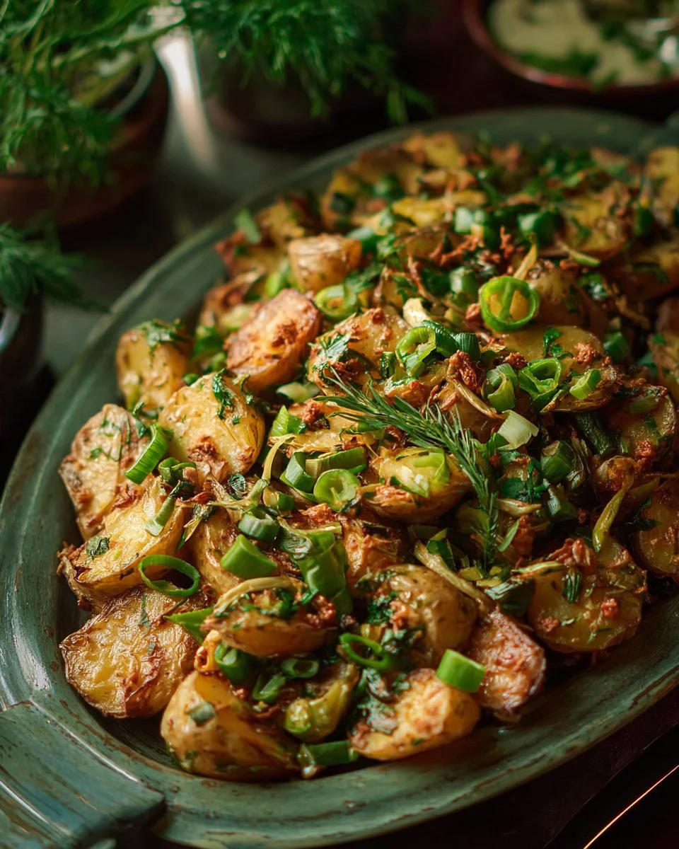 Crispy Smashed Potatoes with Ginger-Tahini Dressing