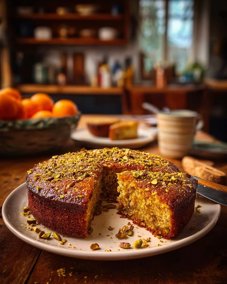 Date Cake with Pistachio Crust