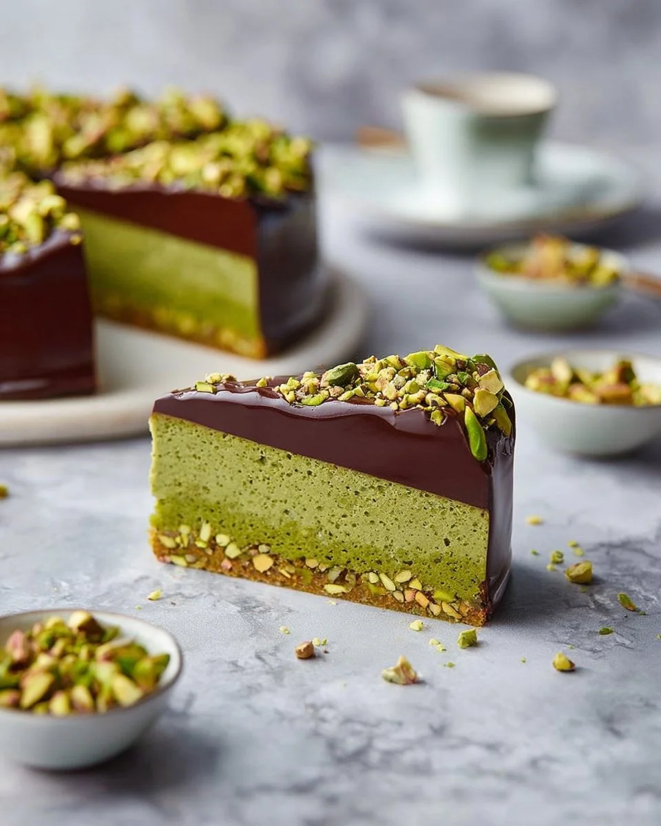Flourless Pistachio Cake with Chocolate Ganache