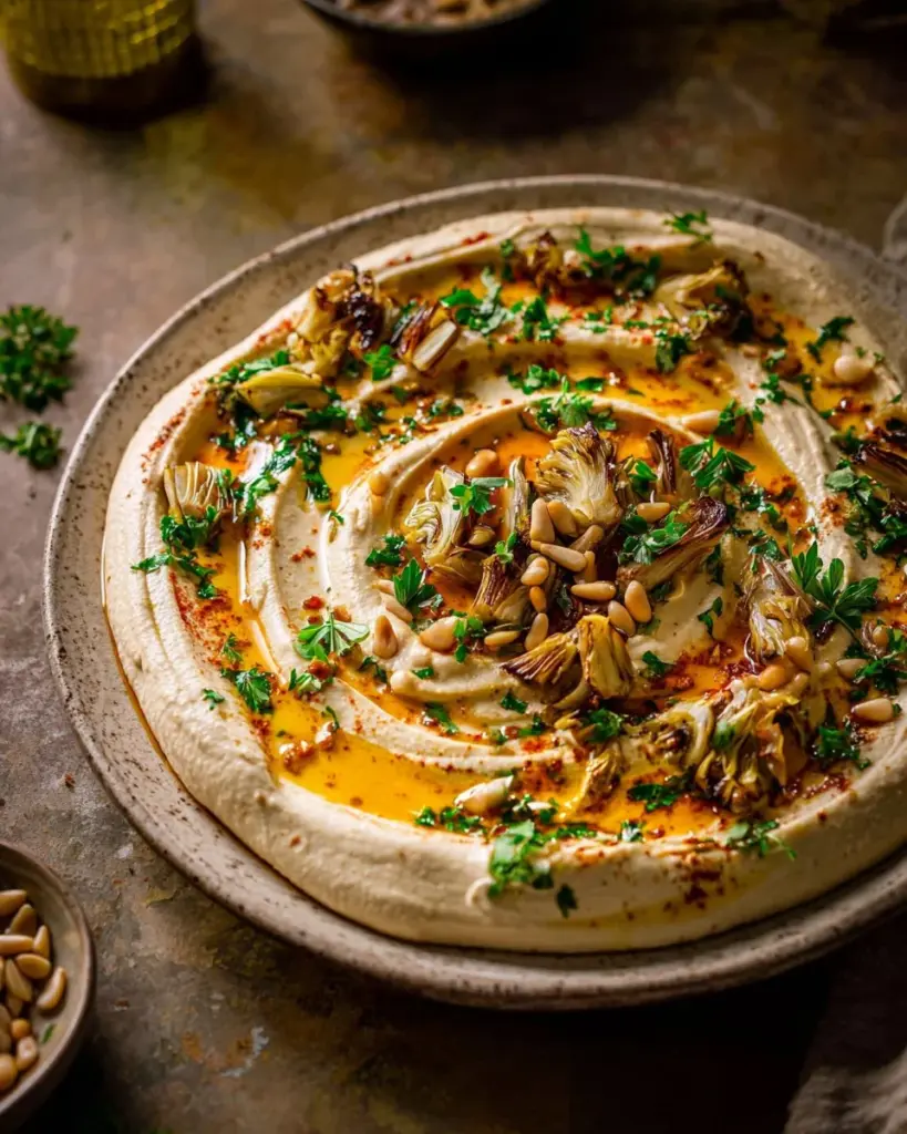 Lemony white bean dip served with fresh veggies and pita chips