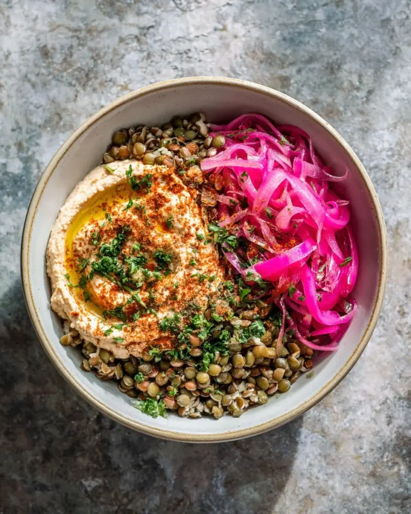 Colorful Mediterranean lentil and grain bowls packed with nutrients and flavor.