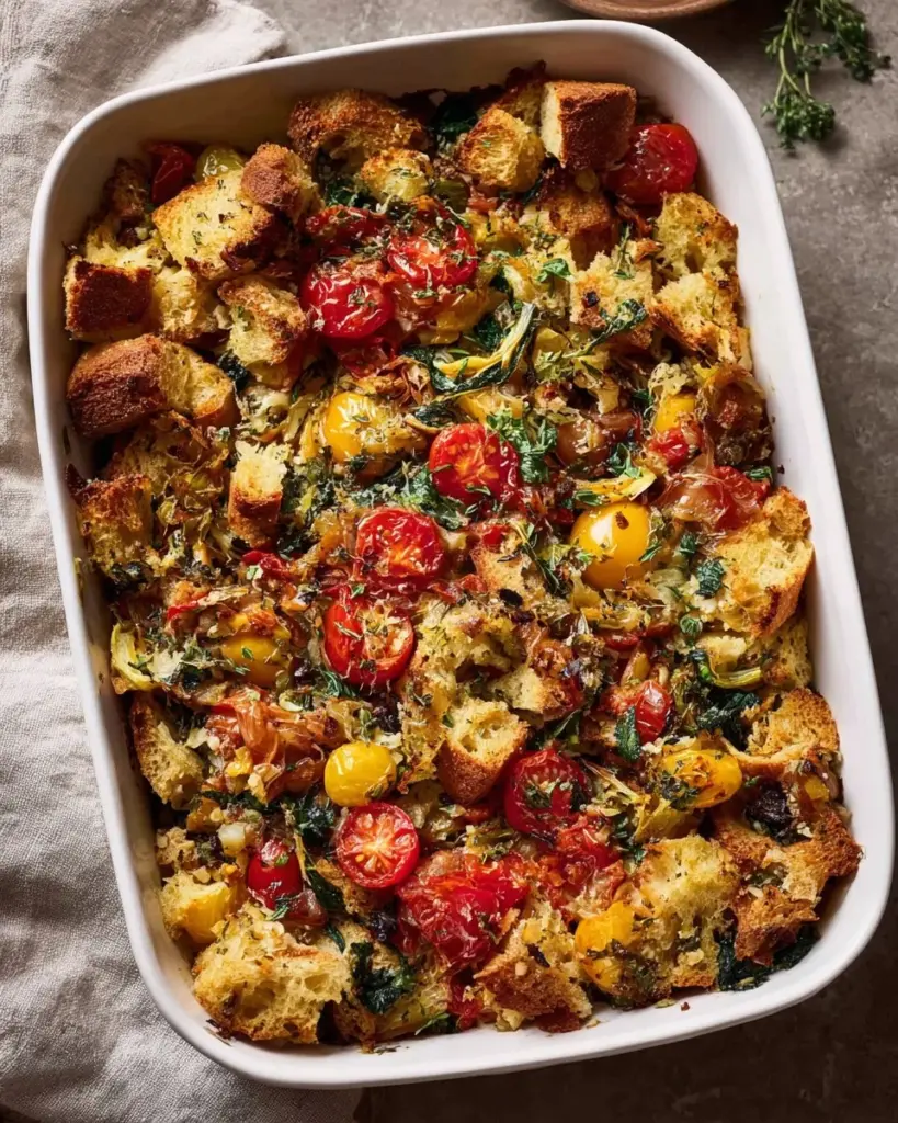 Savory Tomato and White Bean Casserole fresh out of the oven