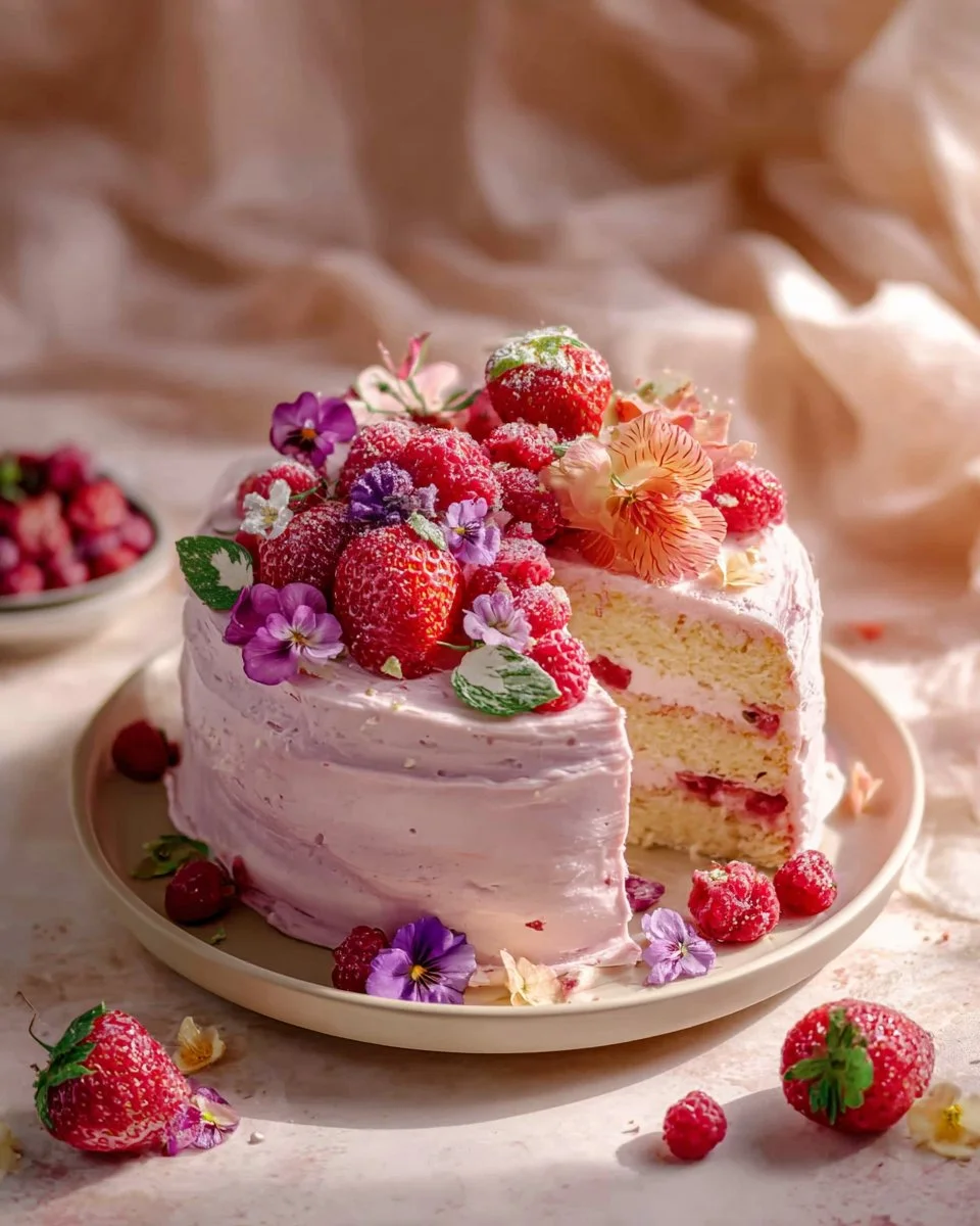 Vegan Vanilla Layer Cake with Raspberry Jam