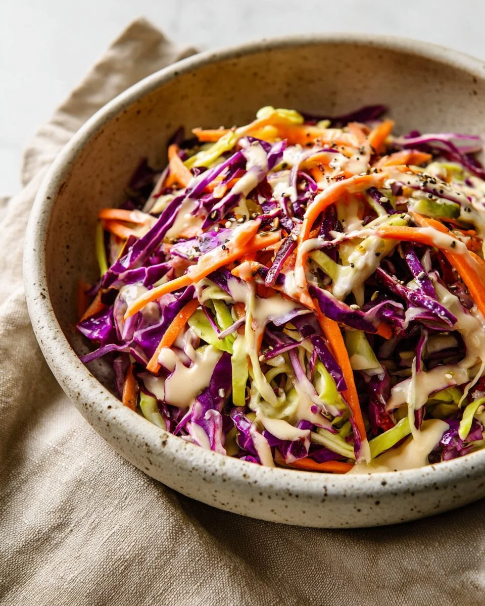 Asian Slaw Salad with Miso Ginger Dressing