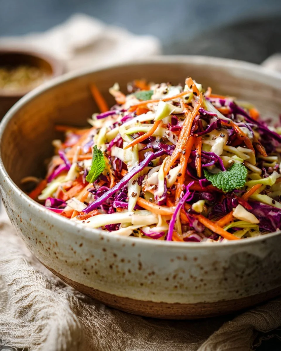Asian Slaw Salad with Miso Ginger Dressing