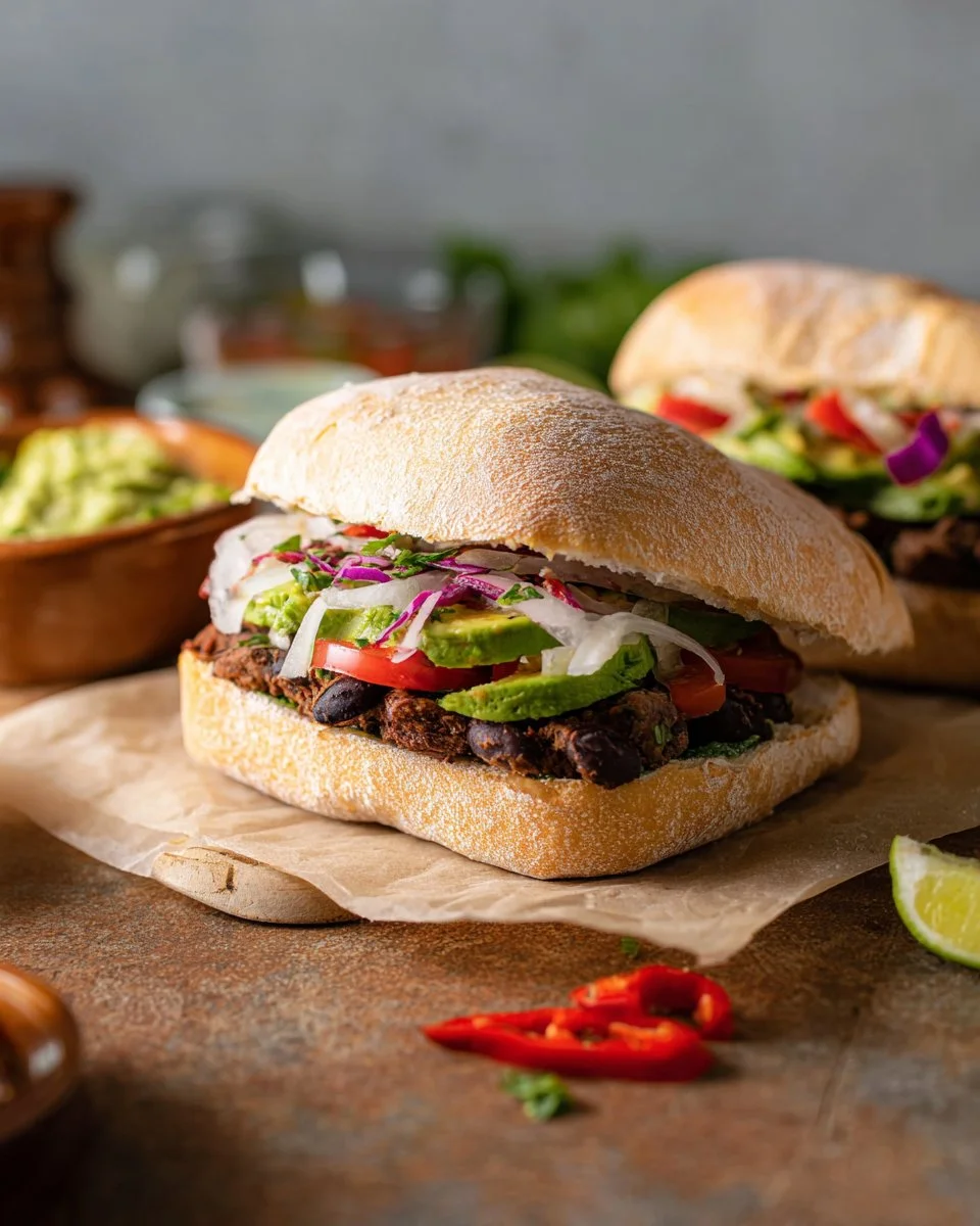 Avocado and Black Bean Tortas