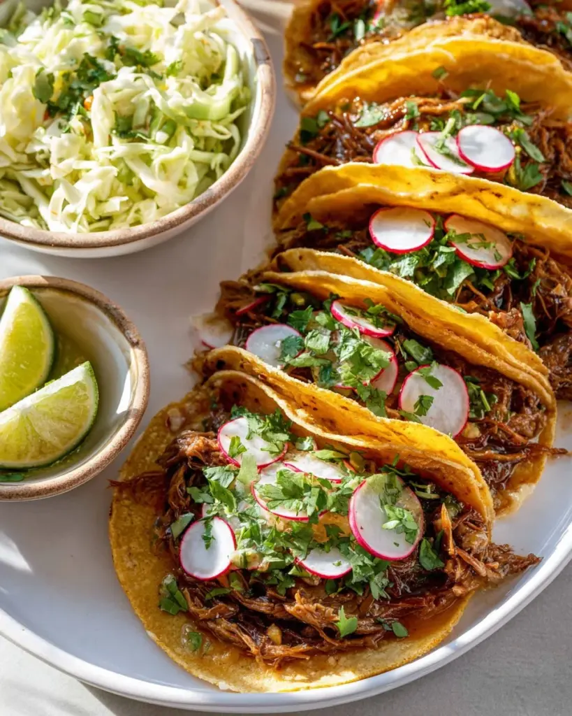 Delicious barbecue tacos filled with smoked meat and fresh toppings.