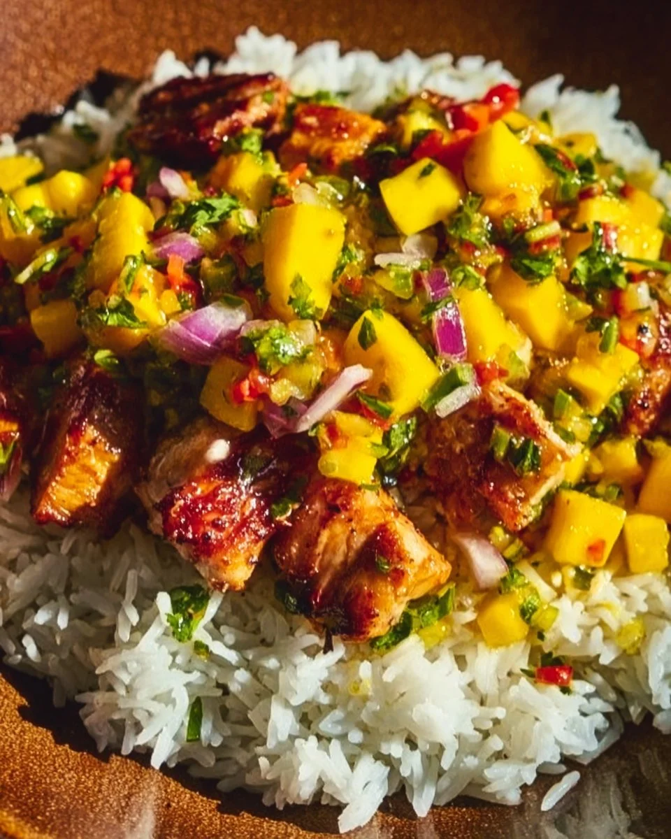 BBQ Tofu Bowls with Amazing Mango Salsa