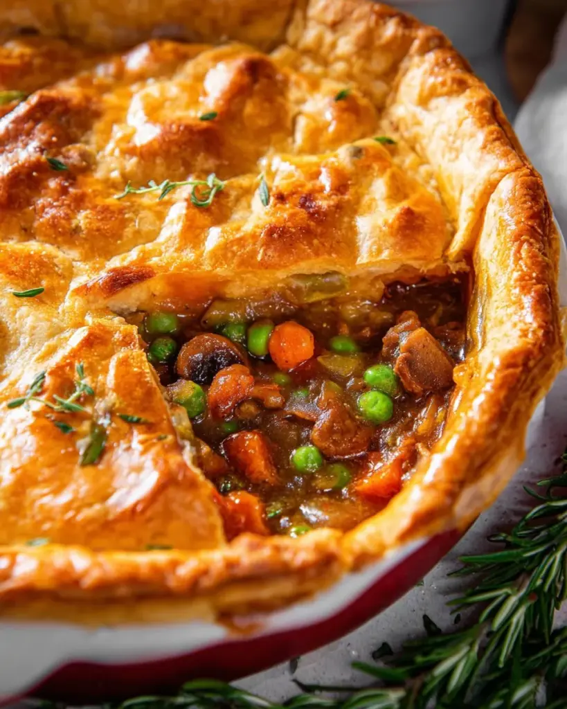 Delicious homemade Beef Pot Pie with flaky crust and savory filling