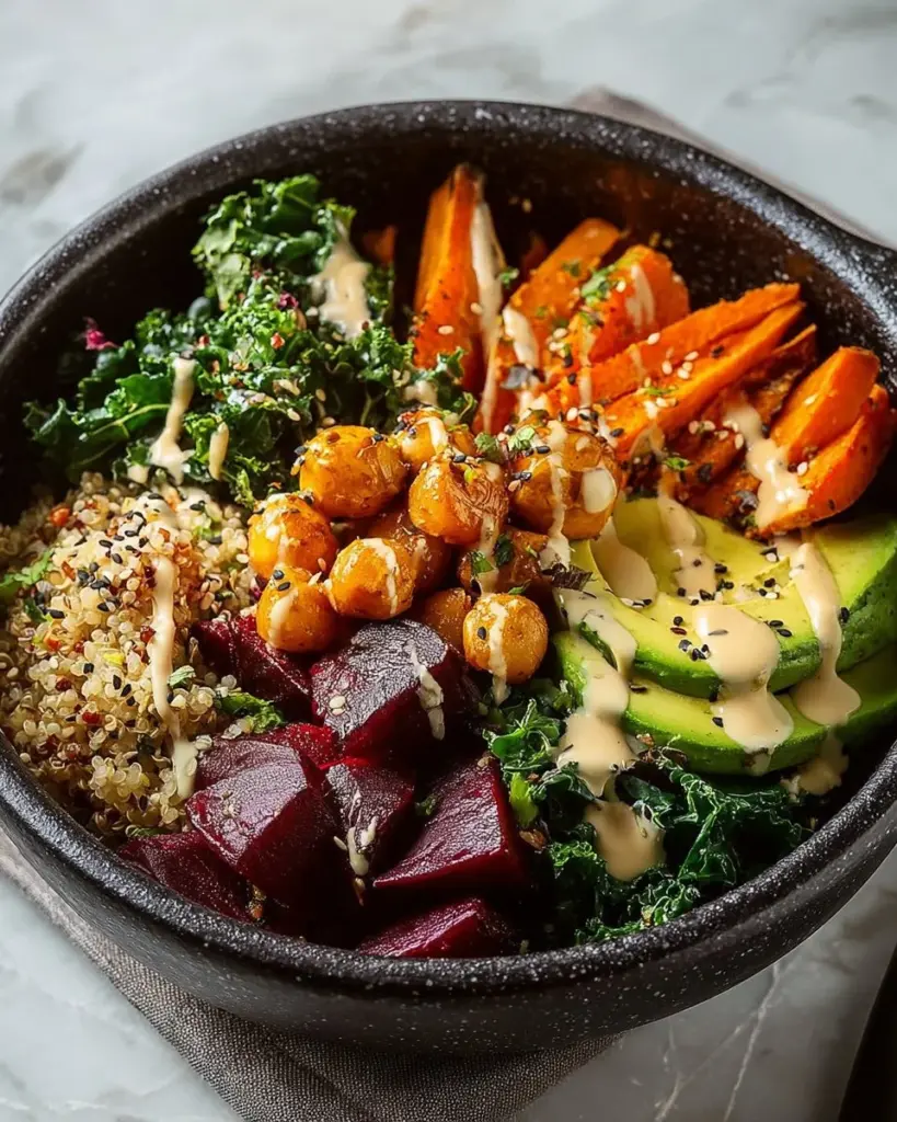 Colorful Buddha Bowls with fresh vegetables, grains, and proteins for a healthy meal.
