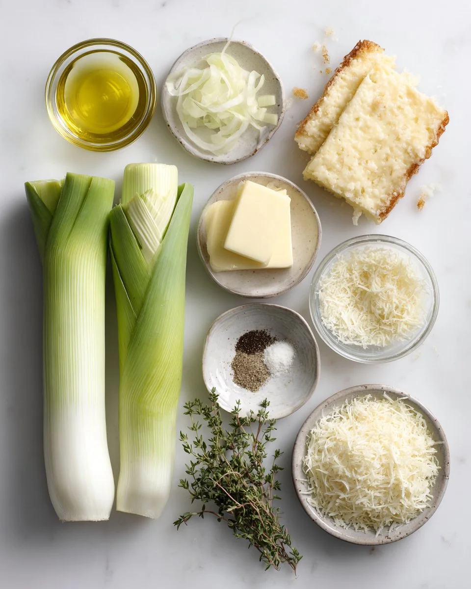 CHEESY CRUSTED CARAMELISED LEEK