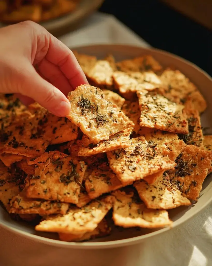 Healthy chickpea crackers snack in a bowl