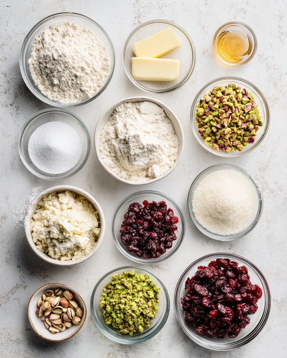 Cranberry Pistachio Shortbread Cookies