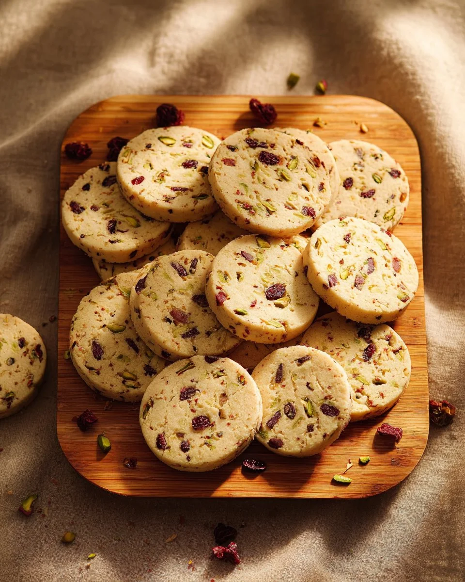 Cranberry Pistachio Shortbread Cookies