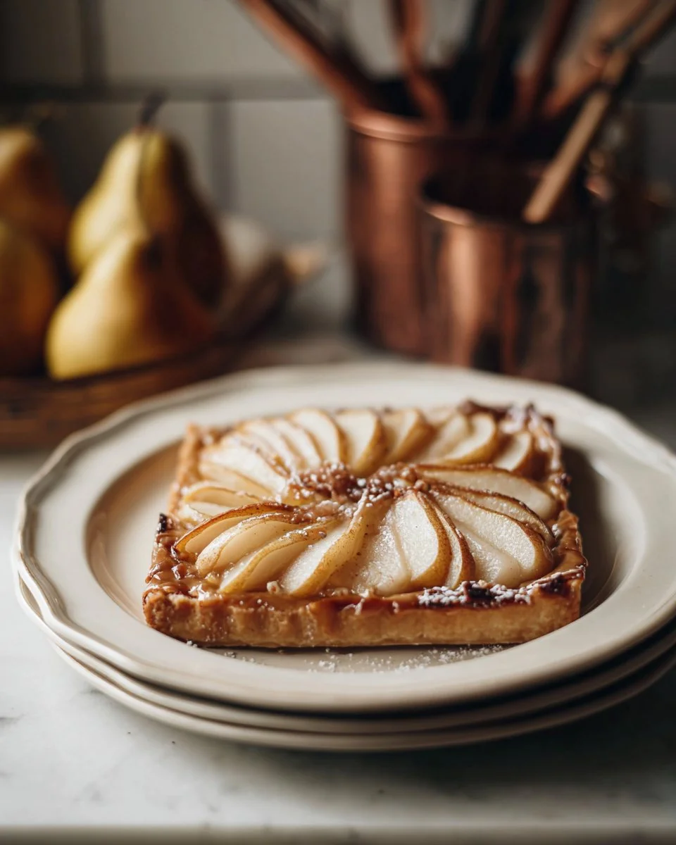 EASY PEAR TART + CINNAMON MAPLE GLAZE